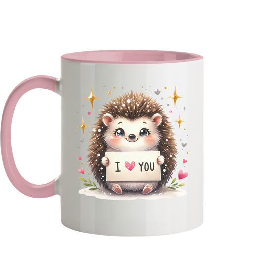 Die Tasse mit süßen Igelmotiv I Love You - Tasse zweifarbig