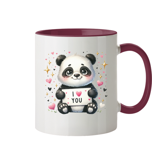 Süßer Panda mit I love You - Tasse zweifarbig