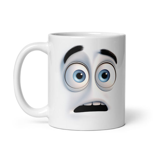 Weiße Tasse mit Gesicht