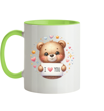 Süßer Bär mit I love You - Tasse zweifarbig