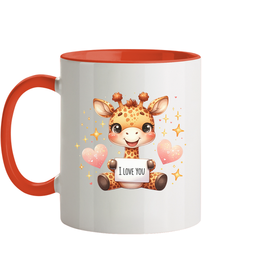 Süsse Tasse mit Giraffe I Love You - Tasse zweifarbig