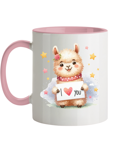Die Tasse mit dem süßen Alpakalmotiv  - Tasse zweifarbig