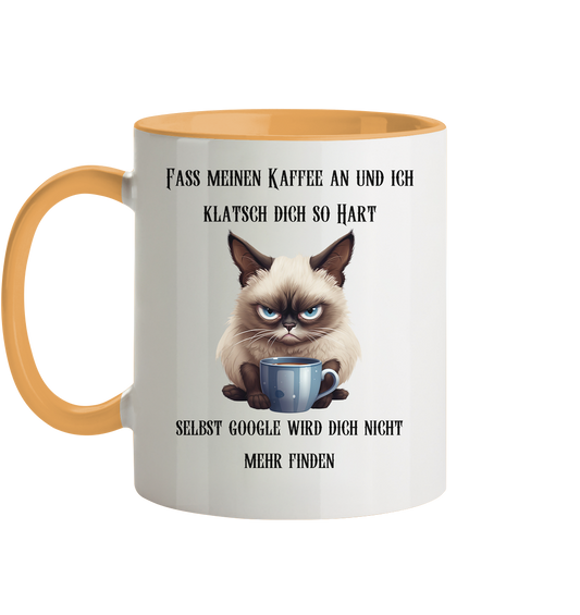 Katze mit Spruch Fass meinen.... - Tasse zweifarbig