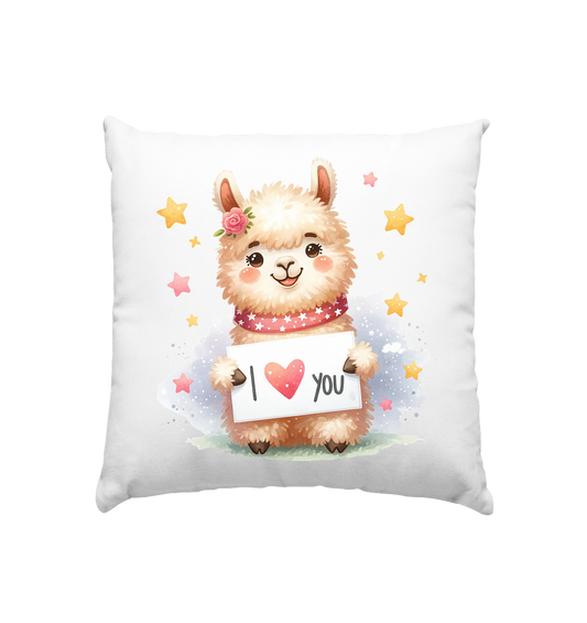 Alpaka Kissen mit I Love You - Kissen 40x40cm