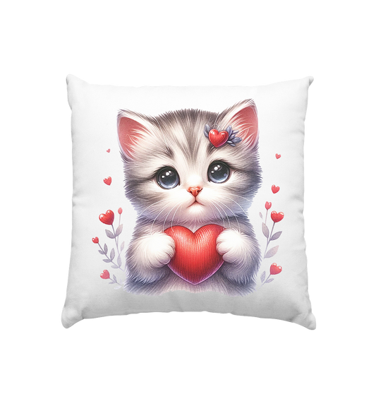 Katzen Kissen mit Herz - Kissen 40x40cm