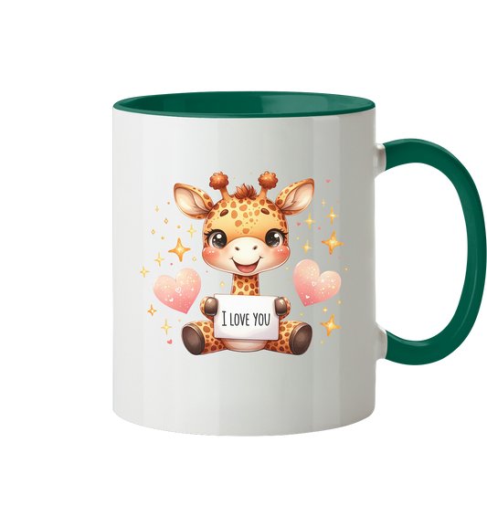 Süsse Tasse mit Giraffe I Love You - Tasse zweifarbig