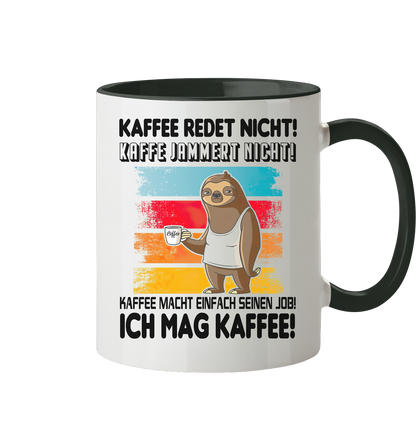 Tasse mit Faultier Kaffe redet nicht.... - Tasse zweifarbig