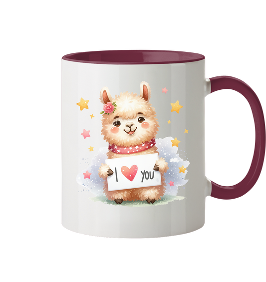 Die Tasse mit dem süßen Alpakalmotiv  - Tasse zweifarbig