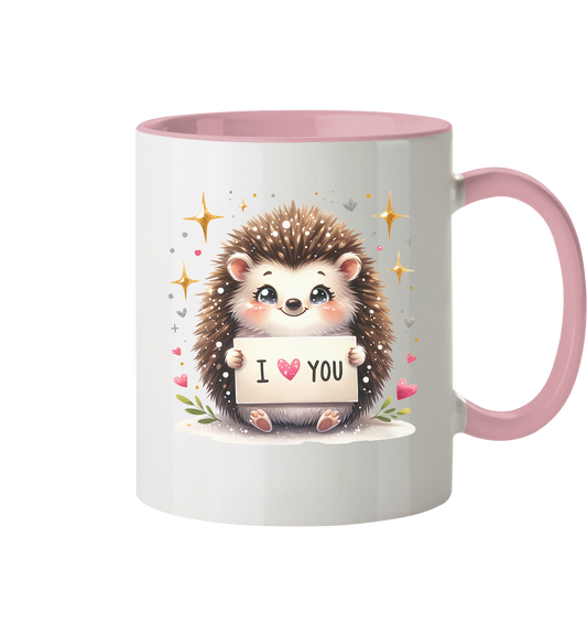 Die Tasse mit süßen Igelmotiv I Love You - Tasse zweifarbig